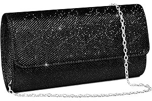 OSDUE Sac de Soirée Pochette, Pochette Enveloppe Sac de Soirée pour Femme, Sac à Main de Soirée Etincelant pour Soirée, Mariage, Bal de Fin d'année, Fête, Noir