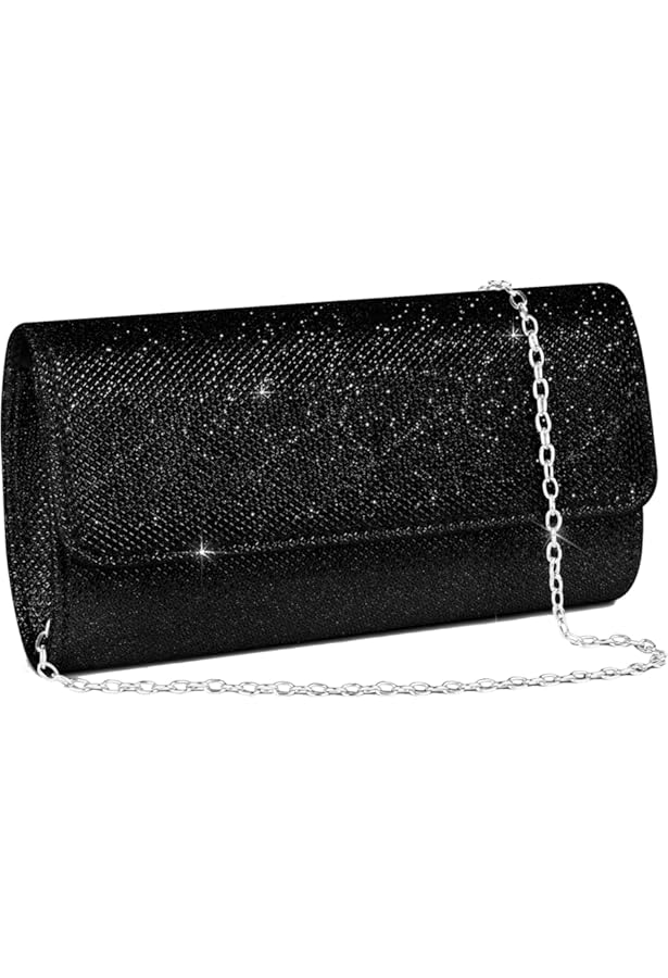 Pochette à Paillettes Femme – Chaîne Amovible 118 Cm, Soirée, Mariage, Fête