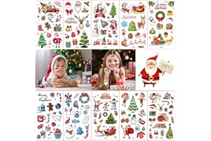 PTBWS 20 Fogli Natale Tatuaggi Temporanei per Bambini, Tatuaggi Natalizi, Tatuaggi Finti Impermeabili,Natale Cosplay Decorazioni