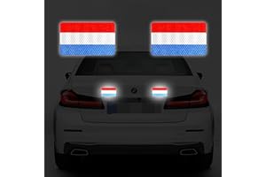 StoreBao Auto Magnet reflektierende Niederländische Flagge Aufkleber, 2er-Pack, ohne Klebstoff und mit hoher Helligkeit (Niederlande)