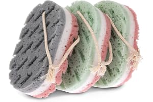 WLLHYF 3 st badsvampar för kvinnor, svamp luffa kroppsskrubbare djup exfoliering duschsvamp för kropp stor storlek badsvamp b