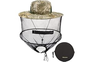 Mbsomnus Mosquito Head Net Hat Grey Sun Hat with Netting-Midgie Face Cover Mask Midge Hat Safari Hat Quick Dry Wide Brim Sun Protection for Outdoor Hiking Camping Gardening Fishing