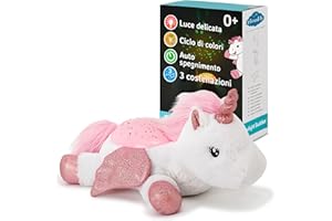 Cloud b Luce Notturna calmante con proiettore di stelle | Luminosità delicata | 3 Colori | 3 Costellazioni | Auto spegnimento Unicorn w/wings