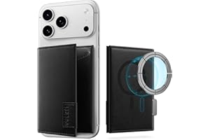 VULKIT Leder-Geldbörse für MagSafe mit 2 Magnetringen, RFID-blockierende Handy-Geldbörse mit 4 Kartenfächern, Magnetischer Kartenhalter Kompatibel mit iPhone, Samsung Galaxy und Anderen Smartphones