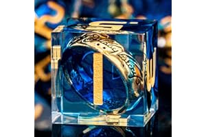 ORIFANTOU Magic Golden Ring DND Dice Set Sharp Edge Blue Resin Dice with Box, Lord D and D Polyhedral Dice Set for use with D&D RPG Role Playing Games