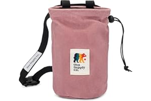 Oso Supply Co - Waxed Canvas Chalk Bag for Rock Climbing, Bouldering Chalk Bucket with Belt, Waterproof, Zippered Pocket - Perfect Rock Climbing Gear, Equipment for Indoor/Outdoors