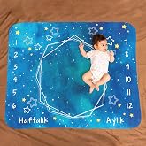 Hediyesepeti Mavi Uzay Macerası Baby Shower Hediyesi Fotoğraf &Ccedil;ekim Battaniyesi 100x120 cm