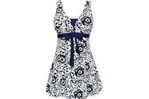 ECUPPER Womens Plus Size Swimsuit One Piece Skirted Swimwear Tummy Control Swimming Costume with Shorts