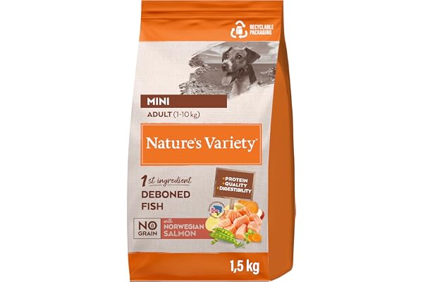 Nature's Variety No Grain Croquettes pour Chiens Adultes Mini - Saumon Norvégien - 1,5kg