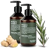 Jean & Len Rosemary & Ginger, shampoo idratante per capelli secchi e fragili, senza parabeni e siliconi, 300 ml, confezione d