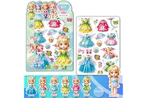 BVI BOOMERVIVI Magnetische Anziehpuppen, Magnetische Anziehpuppen Set mit magnetischen Anziehpuppen und Mädchen Kostüme, Kleinkind Mädchen Spielzeug für Mädchen Alter 3+ Pflege Kreativität (Elf-Serie)