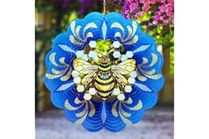 TOPCITY Bee Wind Spinners Birthday Gifts for Women Garden Ornaments outdoor Gardening Gifts for Mum Grandma,12inch 3D Hanging Metal Wind Sculpture for Outdoor&Indoor Decoration