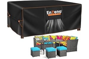 Enzeno Abdeckung für Gartenmöbel,242x182x100cm,Wasserdicht Loungemöbel Abdeckung 420D Oxford Gewebe Abdeckhauben für Möbelsets,Winterfest Tisch Abdeckplane Schutzhülle für Sitzgruppe Gartentisch
