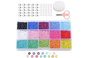 Funklu Perline Vetro Perline Colorate 3mm per Fai da Te Mini Perle di Braccialetti, Collane, Bigiotteria (3mm 15Colori)