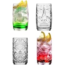 Lot De 6 Verres à Cocktail Tiki - 500 Ml (450 Ml Utile) - Verres Épais Transparents - Lavables Au Lave-Vaisselle