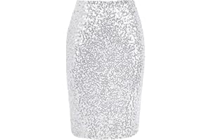 keland Mujer Sexy Falda de Lentejuelas Falda de Tubo Bodycon Faldas Midi con Purpurina de Cintura Alta