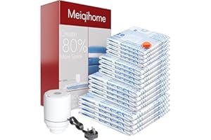 MEIQIHOME 16 Pack Vacuum Storage Bags with Electric Air Pump,4 jumbo, 4 large, 4 midium, 4 small bags Airtight Compression Bags for Clothes, Pillows, Comforters, Blankets, Bedding