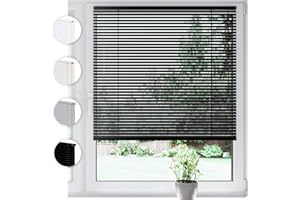 Store en Aluminium SONELLO intérieur 120cm x 130cm Noir Store vénitien en Aluminium Klemmfix sans perçage: Protection visuelle Anti-éblouissement Contre la lumière et Solaire pour fenêtres et Portes