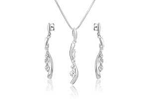 LillyMarie Femme ensemble de bijoux vrai Argent pendentif ondulé Swarovski Elements originaux longueur réglable Paquet cadeau Bijoux de mariage