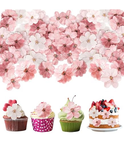 45 Fiori Commestibili Per Torte - Cupcake Toppers Con Foglie, Decorazioni Alimentari - Foto 1