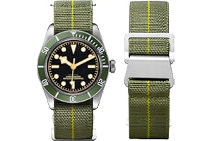 BINLUN Cinturino per Orologio in Nylon Elastico di Ricambio Militare Cinturino a Strappo Paracadute Marina Nazionale per Uomo Donna Fibbia Nero/Argento 18/20/22mm