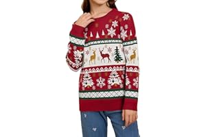 Namatime Damen Herren Kinder Weihnachtspullover Lustig Weihnachtspulli Ugly Christmas Sweater Rundhals Strickpullover mit Reindeer Unisex Weihnachts Pullover Familie Set