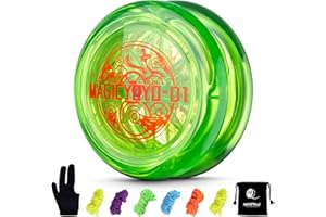 YOSTAR Yoyo D1 Crystal Yoyo Responsive Yoyo Kids, Trick Yoyo 2A Looping Yo Yo for Kids, Auto Return Easy Yoyo Professional Yoyo for Kids Beginner, with 6 Yoyo Strings + Yo Yo Glove + Yo-Yo Bag (Green)
