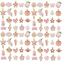SUNNYCLUE 1 Boîte De 4 Styles De Charmes Romantiques En émail - Nœuds Plats Kawaii Roses - Pendentifs En Forme De Nœud Papillon - En Vrac Pour La Fabrication De Bijoux Pour