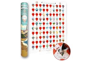 Atlas & Green Affiche à gratter Top 100 destinations A2 World Travel Poster Around the World Bucket List Scratch Off Poster avec tube cadeau