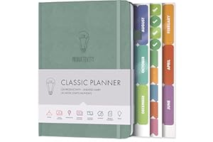 Daily Planner & appointment diary - Gratitude journal, wellness journal & 2024 Undated weekly planners and organisers - Desk journals for women & men - LUX Productivity Classic (SLATE BLUE)