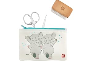 ‎ZWILLING ZWILLING Zestaw nożyczek do paznokci dla niemowląt i dzieci (do bezpiecznej pielęgnacji paznokci, 3 części zestaw z pilniczkiem i szczoteczką do paznokci, zestaw upominkowy), premium, białe