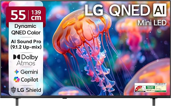 LG 139 cms (55 inches) Q65 AI Series 4K Ultra HD (3840 x 2160) Smart webOS Mini LED TV 55QNED65BLA 2026