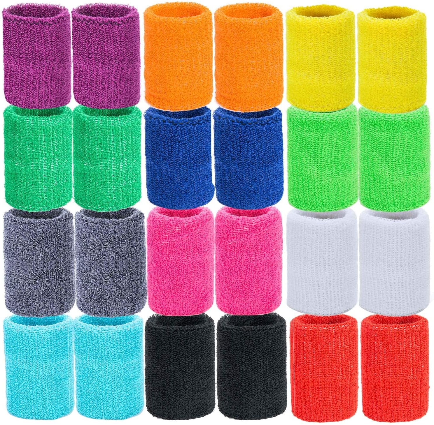 Czemo 12 Pares Muñequeras Deportivas Pulseras de algodón Coloridas Sweatband para Tenis Baloncesto