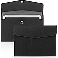 Excefore A4 Envelope File Holder, Waterproof Document Bag, Lightweight PU Leather Multifunction Portfolio, Document File Folder, File Organizer Storage Case for Paper Document Tablet Case 2PCS Black