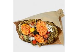 BEKABA Bouquet de Flores Secas y Naturales en Tonalidades Variadas, Regalo Ideal Hecho a Mano, 50x35 (Naranja)