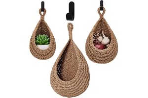 Fruktkorghängare, Flätade Bohemia hängkorgar för kök, 3 st Kökskorgar Boho Dekorbok Skräpförvaring Upphängningspåse Fruktnät Losoo