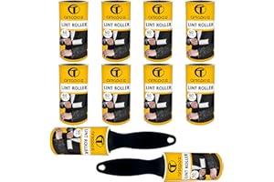 AITODOS TA AiTodos® 600 Sheets Lint Roller-10 Rolls+2 Handles, High-Efficiency Lint Roller Refills Suitable for Pet Hair, Clothes, Coats, Sofas, Bed Sheets, Car Cleaning, Dust Removal