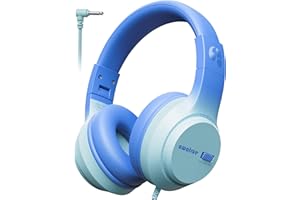 awatrue Casque Audio Enfant, 74/85/94dB Volume Sécurisé Casque Filaire Enfant, Son Stéréo, Pliable, 3.5 mm Jack Over Ear Casque pour Enfants pour Ipad/Voyage/Tablette/Téléphone (Bleu)