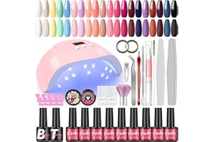 COSCELIA Kit Esmaltes de Uñas Gel Completo Con 36W Lampara U-V/Led Uñas,20 Colores 7ML Esmaltes De Uñas,Top Coat Base Coat 7ML,Kit De Manicura Y Pedicura,Kit Pintauñas Semipermanente