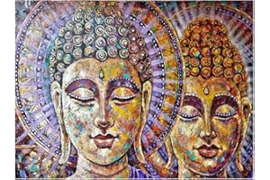 DCIDBEI Juego de Pintura de Diamante Cuadrados 50x40 cm Punto de Cruz Diamante kit Completo Puzzle Piedras de Diamantes Grande Budas DIY 5D Square Diamond Painting Adultos Mosaico Pegatinas Oficina Decor