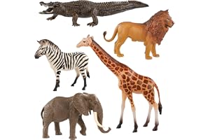 Idena 40388 – leksaksset, 5 djurparksdjur av plast, vardera ca 10 cm stora, djurfigurer för barn från 3 år