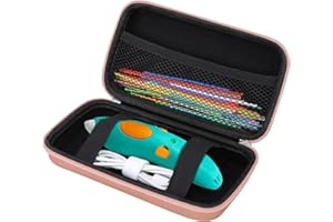 Elonbo Carrying Case for 3Doodler Start+ Essentials (2024) 3D Pen Set for Kids, 3D Printing Pens Travel Storage Organizer Holder, Extra Mesh Pocket Fits Plastic Filament, Charger, Rose Gold
