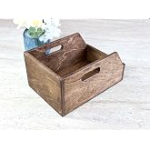 Organizer Ahşap Sandık Kutu 7" (7 in&ccedil;) Plak İ&ccedil;in Uygun Boyut (Koyu Ceviz)