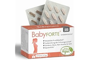 ‎BABYFORTE BabyFORTE Kinderwunsch Vitamine ohne Jod - vegan- Quatrefolic, Folsäure 800, Maca, Inositol - 60 Kapseln - Vitamine Schwangerschaft ohne Jod