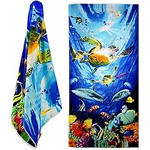 GEEZY Microfibre Beach Towel, Tortoise Design - Quick Drying, Lightweight, Sand-Free, Large & Durable, Summer Design - Beach Essentials For Travel, Holiday, Swimming, Sauna, Adults & Kids, 70x140cm
