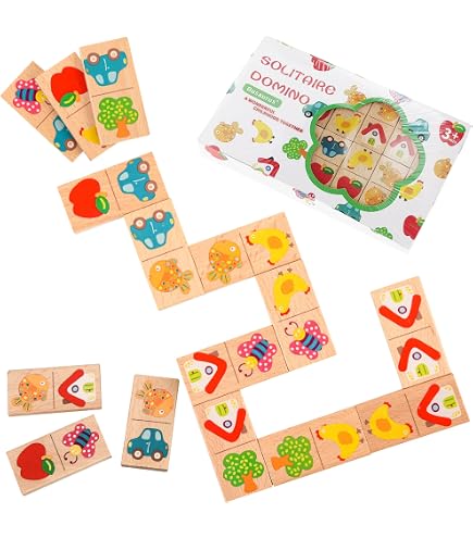WOOMAX Dominosteine Aus Holz Mit Mr. Wonderful-Motiven – Lernspiel Für Kinder Ab 24 Monaten