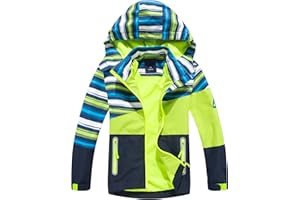 YoungSoul Chaqueta Impermeable Niño Colour Block Cortavientos con Forro Polar Niña