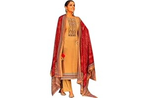 ladyline Baumwolle Elegante Stickerei Salwar Kameez mit Bandhani bedruckte Baumwolle Dupatta