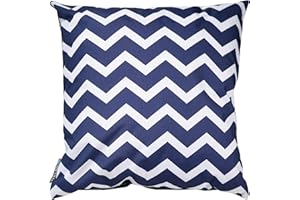 SOFTILLO Water Resistant Outdoor Scatter Pillow Cushion Pad Filled 18”x18” Decorative Seat Cushion Great for Garden Chair or Patio Furniture Bench Sofa Zig Zag Dark Blue