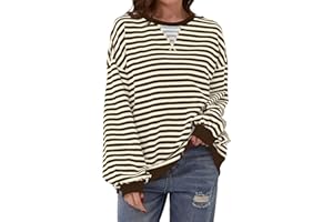 DUOEASE Pullover Women's Striped Oversize Pullover Long Sleeve Autumn Crew Neck Sweatshirt Y2K Tops